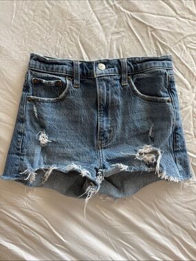 Abercrombie & Fitch Faded Blue Distressed Denim Shorts